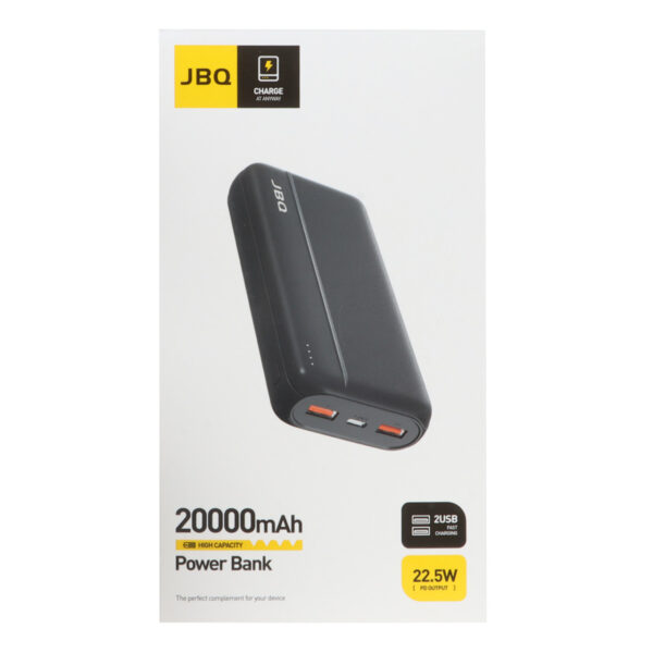 پاوربانک (PD و فست شارژ) JBQ 22.5W 20000mAh مدل PB-7720 - مشکی (گارانتی یکساله رصاصی)