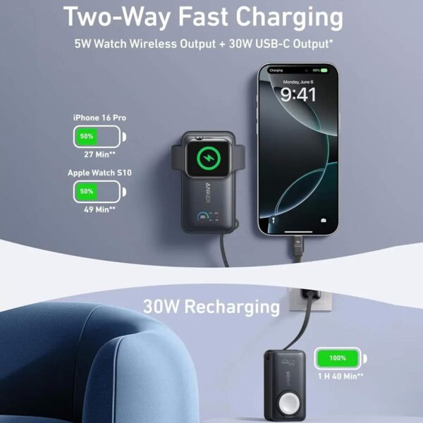 پاور بانک فست شارژ ANKER 10000mAh مدل A1657H11 35W - مشکی (گارانتی 18ماهه حافظه طلایی ایستا)