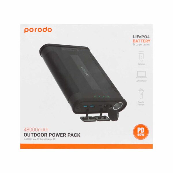 پاوربانک (PD و فست شارژ) Porodo 48000mAh مدل PD-PBFCH005-BK - مشکی - پک ضعیف (گارانتی 24 ماهه ایویز)
